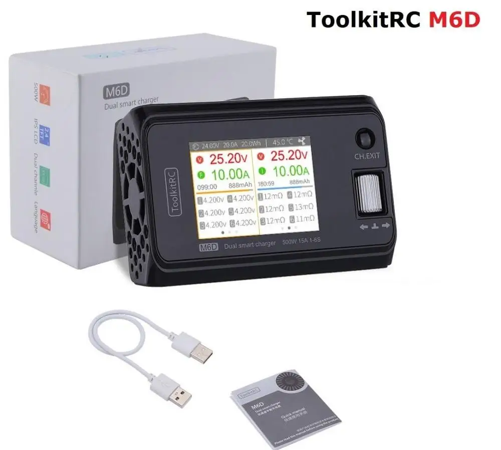 ToolkitRC M6D 15A x 2 DC デュアルチャンネル出力 1-6 秒充電器放電器