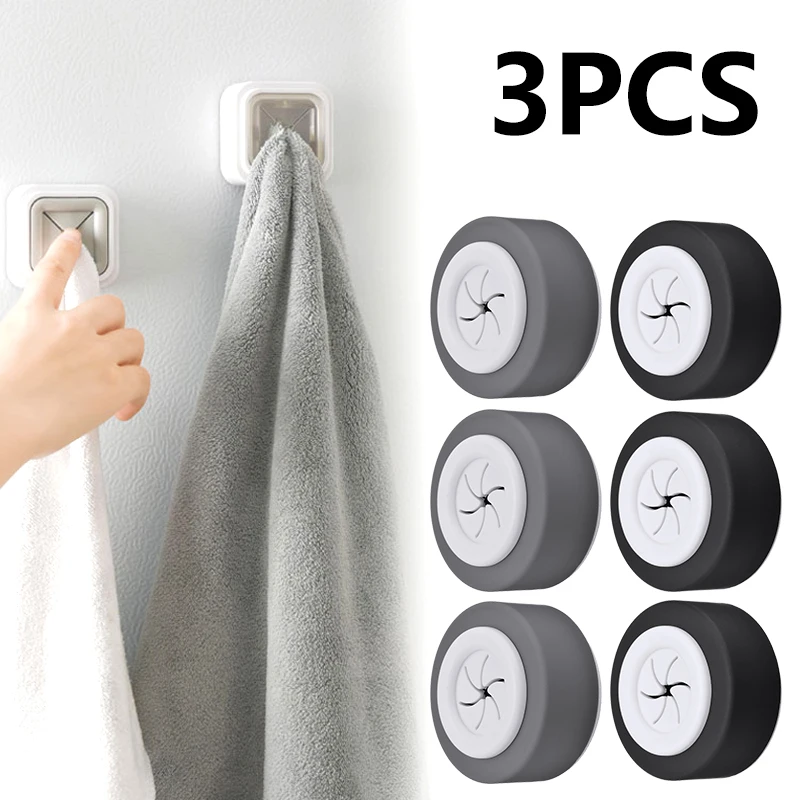 3pcs Push In Towel Holders Selfadhesive Cloth Holder Multifunction