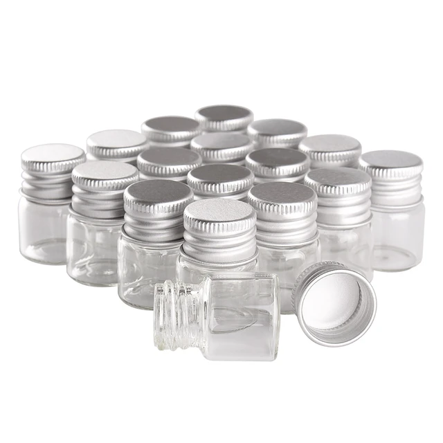 Botellas de vidrio con tapas de aluminio, Mini frascos de vidrio pequeños,  9 tamaños U, 5ml, 6ml, 7ml, 10ml, 14ml, 18ml, 20ml, 25ml, 30ml, 10  piezas-Selección - AliExpress