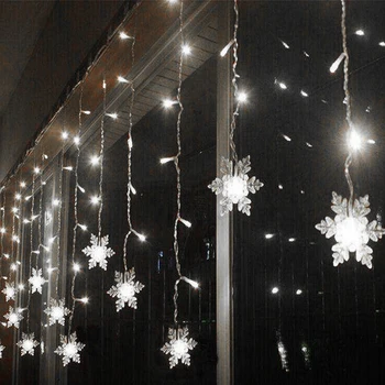 

4M 96 Lights LED Curtain Lamp String Snowflake Light Fairy EU Plug Waterproof Xmas Home Chirstmas Festival Birthday Light
