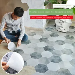 10pcs Floor Stickers Self-Adhesive Floor Diy Wallpapers Bedroom Kitchen Bathroom Waterproof Non-Slip Home Decor 3D Wall Stickers