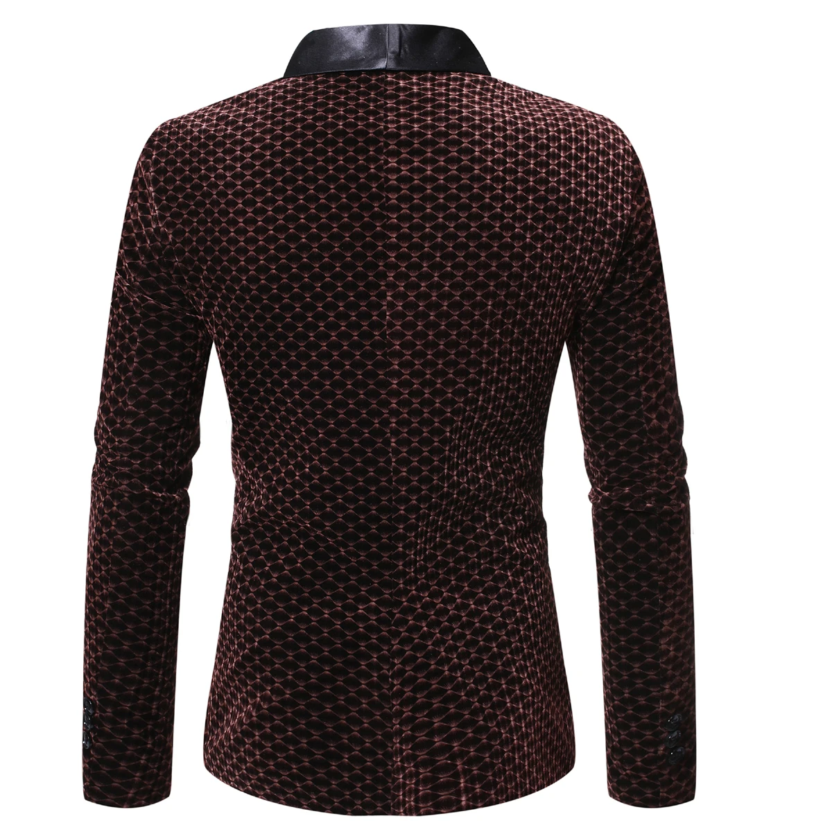 PUIMENTIUA 2019 Fashion Men Autumn Blazer Vintage Groom Velvet Wedding Men Suit Slim Fit Patchwork V-Neck Button Plaid Blazers