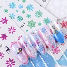 1 шт. улыбающееся лицо Снежинка мультяшный дизайн ногтей стикер набор черный кружевной блеск цветок вода наклейка слайдер Обертывания Декор Маникюр Ns205