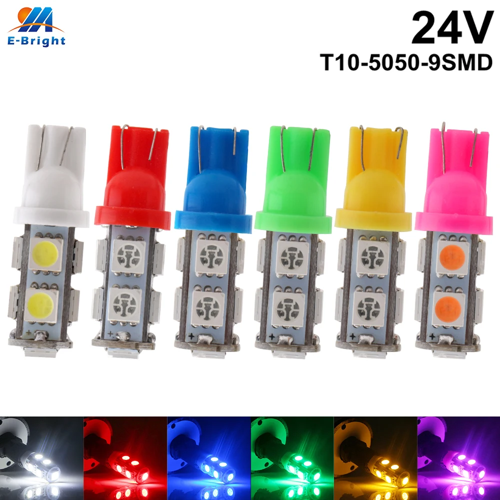 4 шт. DC 12 В 24 W5W 194 T10 5050 9 SMD светодиодный ные лампы для грузовика автомобиля