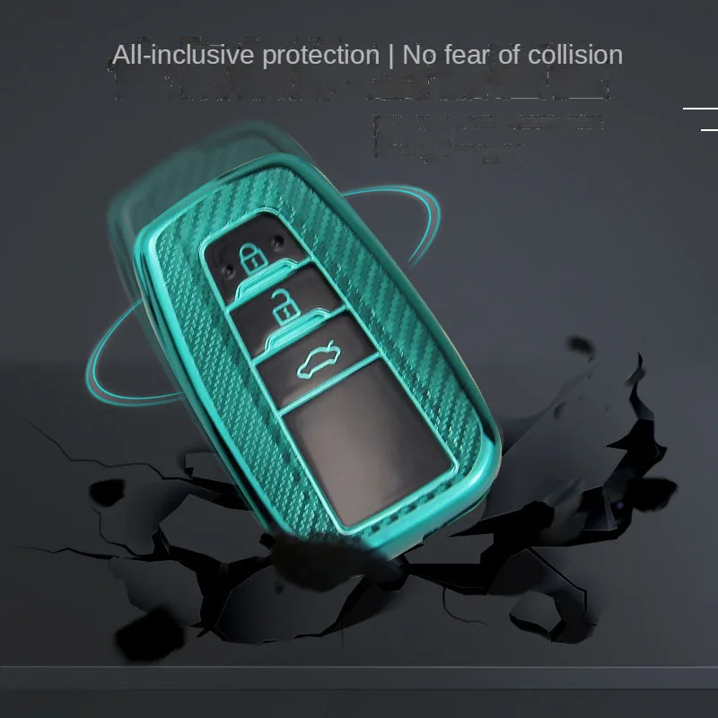 Supporto della cassa della copertura chiave a distanza dell'automobile di TPU della fibra del carbonio per Toyota CHR Prado Prius Camry Corolla RAV4 2021 2017 2018 2019 2020 Auto - H263425b6ea73477b90ad22f49d2c904bp