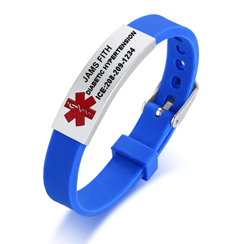 Sorprendido Crítico Conmemorativo Pulsera de silicona de alerta médica para niños, hombres y mujeres,  personalizada, tipo 2, con grabado personalizado - AliExpress Joyería y  accesorios