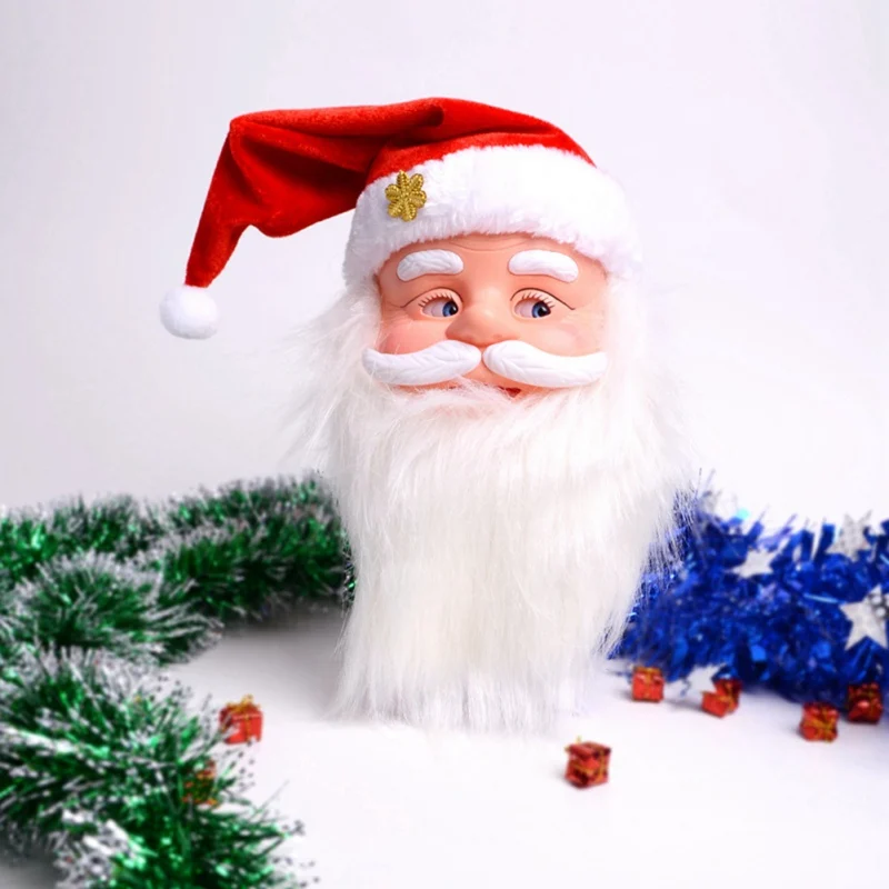 Поющий Санта-Клаус Маска голова парик борода костюм электрическая игрушка Рождественское украшение праздничные принадлежности для вечеринок