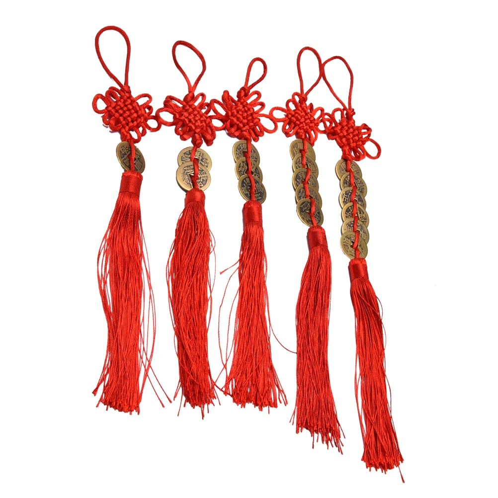 

1pc 1/2/3/5/6 Copper Coins Chinese Knot Feng Shui Wealth Success Lucky Charm Home Car Decoration Ancien Copper Coins Red