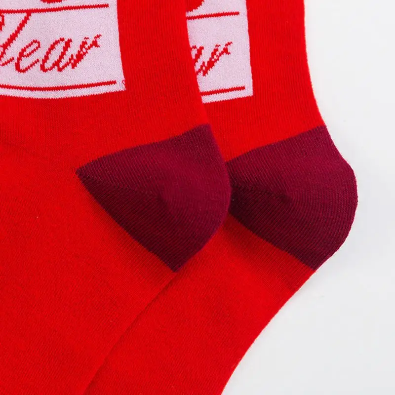 Unisex Chinese New Year Crew Socks God Wealth Mouse Lion Dance Cartoon Hosiery