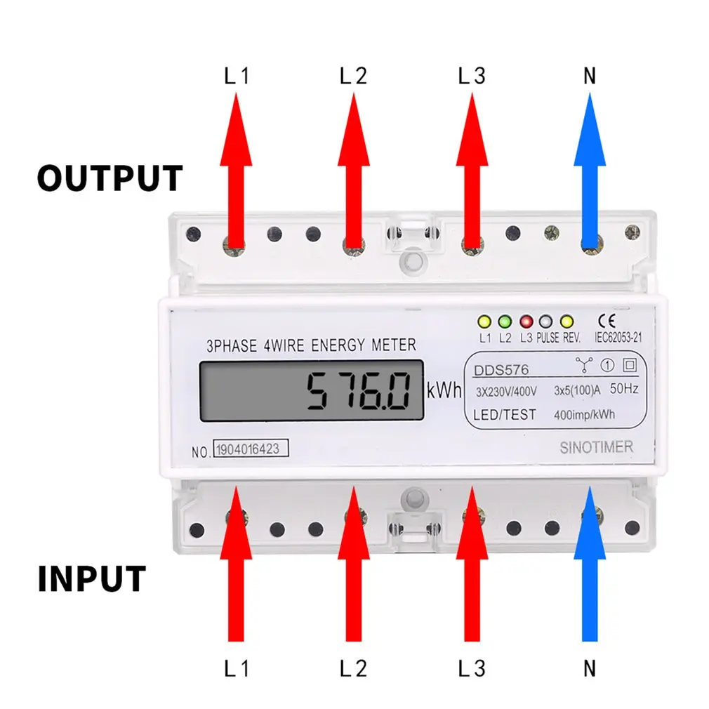 SINOTIMER DDS576 трехфазный 4 провода 7P ЖК-цифровой ваттметр энергопотребление din-рейка Электрический счетчик переменного тока 380 В