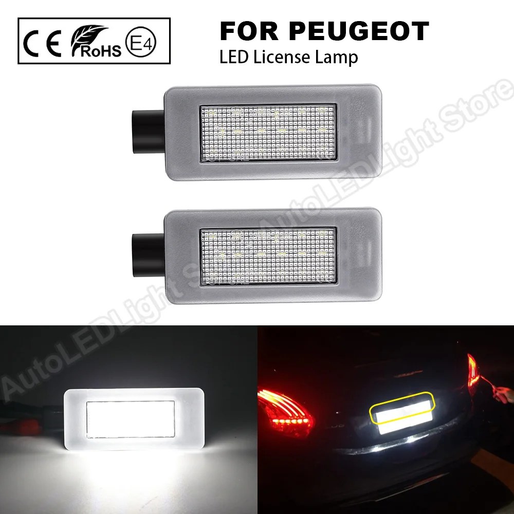 

2PCS For Peugeot 207 308 2008 208 For Citroen C5 Canbus Error Free LED License Number Plate Light Lamp OEM#:9661480980
