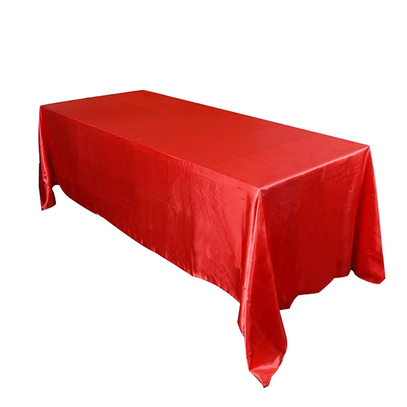 1 шт. атласная Скатерть прямоугольный банкетный стол в гостинице ткань для свадебной вечеринки Рождественская скатерть украшение дома - Цвет: Red