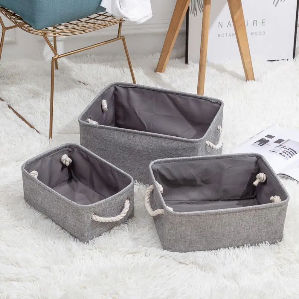 1PC Foldable Toy Storage Basket With Cotton Rope Handle Daily Necessities Organizing Large Capacity Bag | Дом и сад
