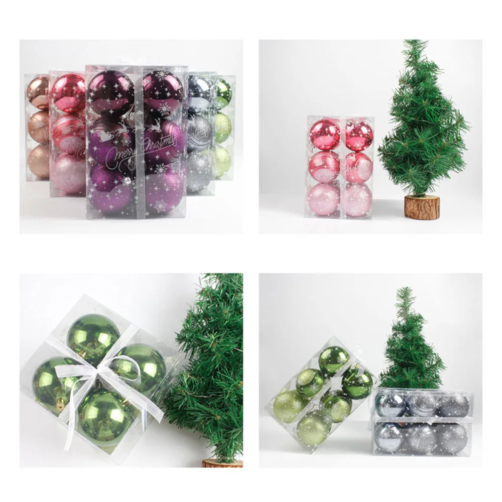 12pcs 8cm New Year Christmas Tree Ball Baubles Hanging Ornament Xmas Home Wedding Decoration Festive Supply Ornament