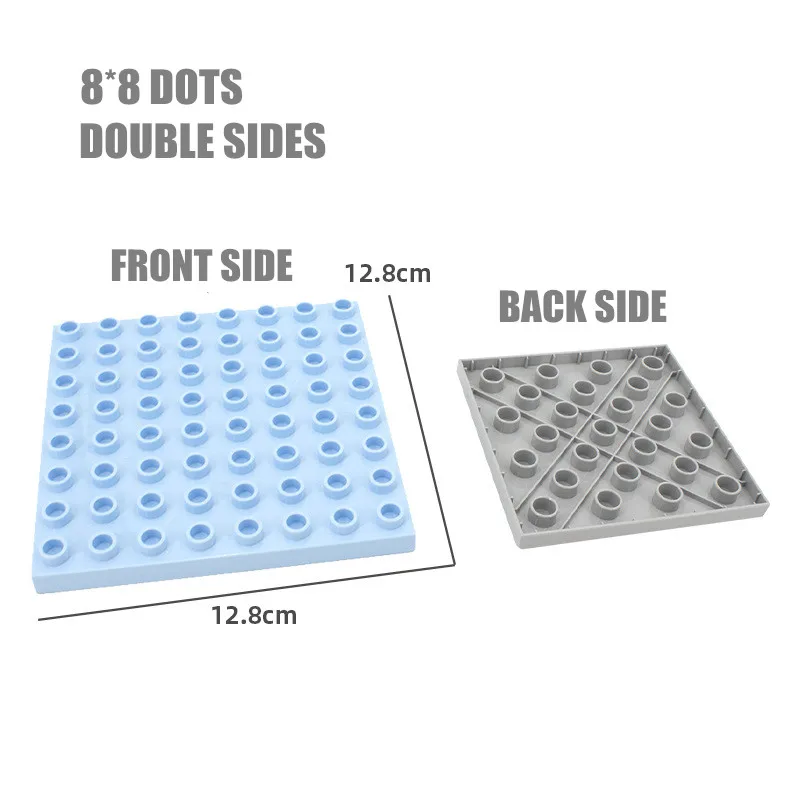 8*8 Dots Big Building Bricks Base Plate LegoINGly Toy Gift Hollow Duplo Blocks Baseplate for Kids Toys 12.8*12.8 cm Double Sides