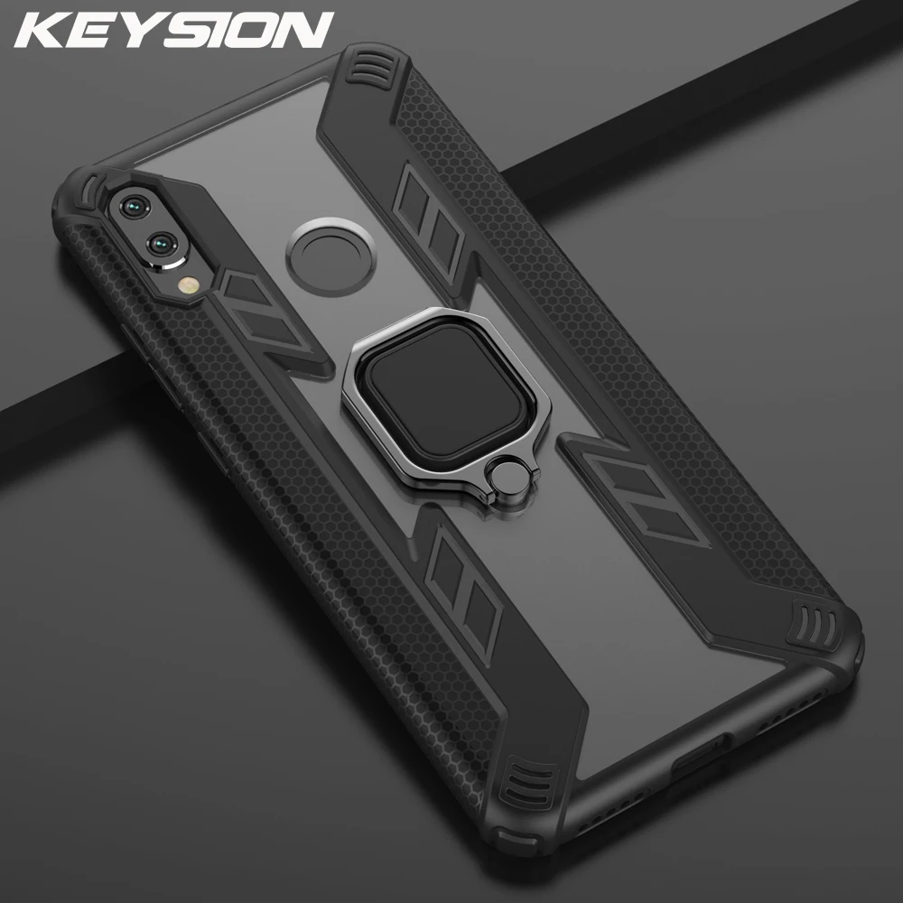 Ударопрочный защитный чехол KEYSION для Xiaomi Redmi Note 7 Pro 7S с подставкой и кольцом