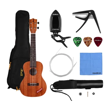 

JACQUES UK-C10 23 Inch Concert Ukulele Mahogany Wood Hawaii Guitar Ukulele Full Kit with Gig Bag Strap Picks Strings Capo Tuner