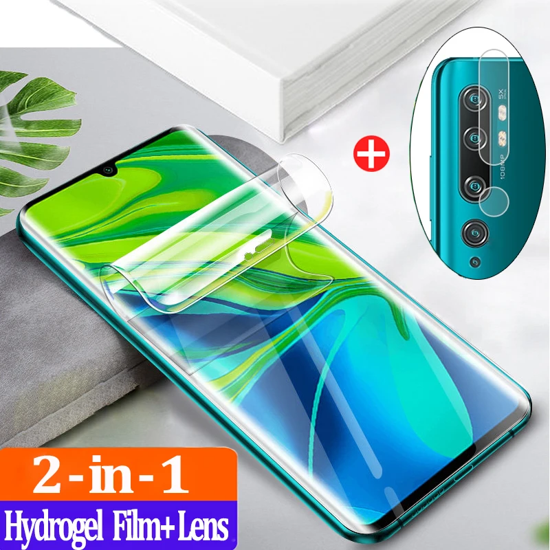 

2-in-1 Camera Lens+Hydrogel Film For Xiaomi Mi 10/CC9 Pro Note Mi10 Screen Protector Mi10 Note10 Xiomi Mi-Note-10 Not Glass Film