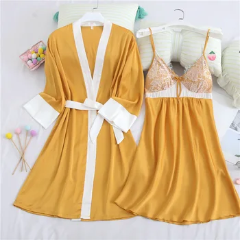 

Wmyqdlq 2020 Autumn New Sexy Lace Sweet Nightgown Ladies Suit Comfortable Home Clothes Princess Cute Style