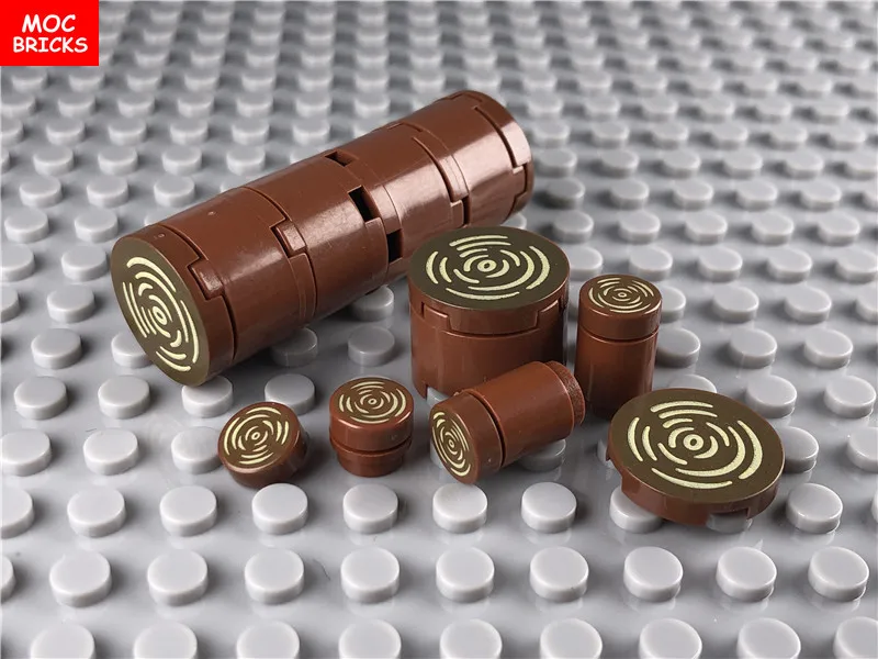 100 шт./лот MOC кирпичи круглая плитка с рисунком пня дерева развивающие