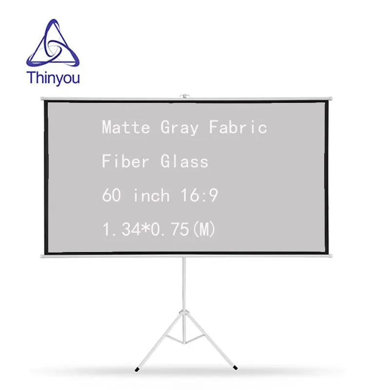 Thinyou Tripod Projector Screen 60inch 16:9 Matte Gray Fabric Fiber Glass Portable Screen for Home Cinema Business School Bar Thinyou Tripod Projector Screen 60inch 16:9 Matte Gray Fabric Fiber Glass Portable Screen for Home Cinema Business School Bar