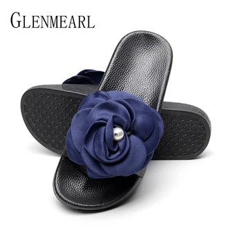 

Women Slippers Indoor Shoes Confortable Slides Female Pearl Fashion Outdoor Slippers Flower Sexy Women Shoes 2020 New Arrival DE