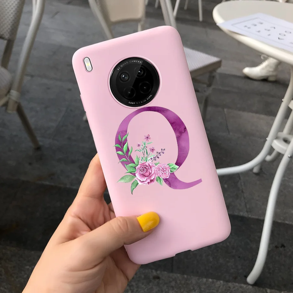 Cute Soft TPU Shockproof Phone Bumper Case with 26 Letters Design