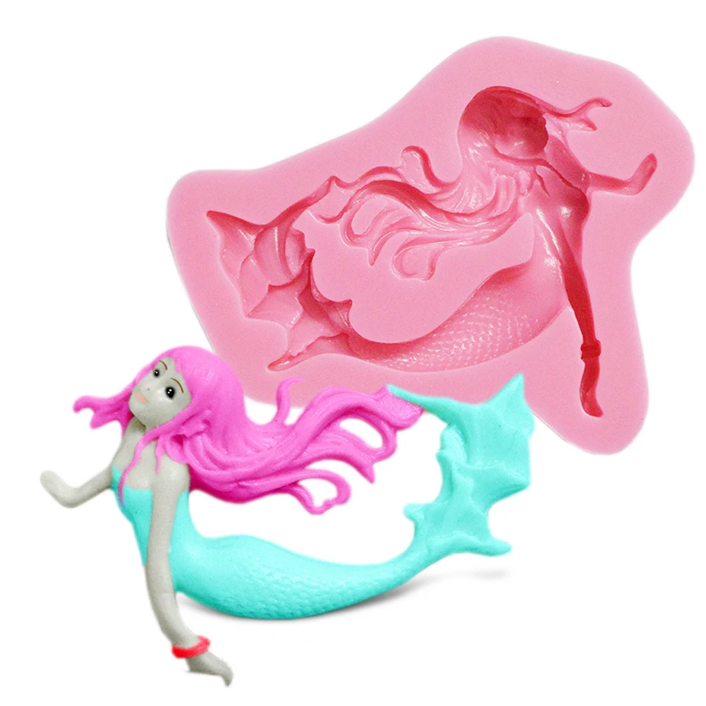 

Beautiful Mermaid Shape Baking Mold 3D Silicone Cake Mould Chocolate Fondant Cake Decorating Tools Mold Accessories