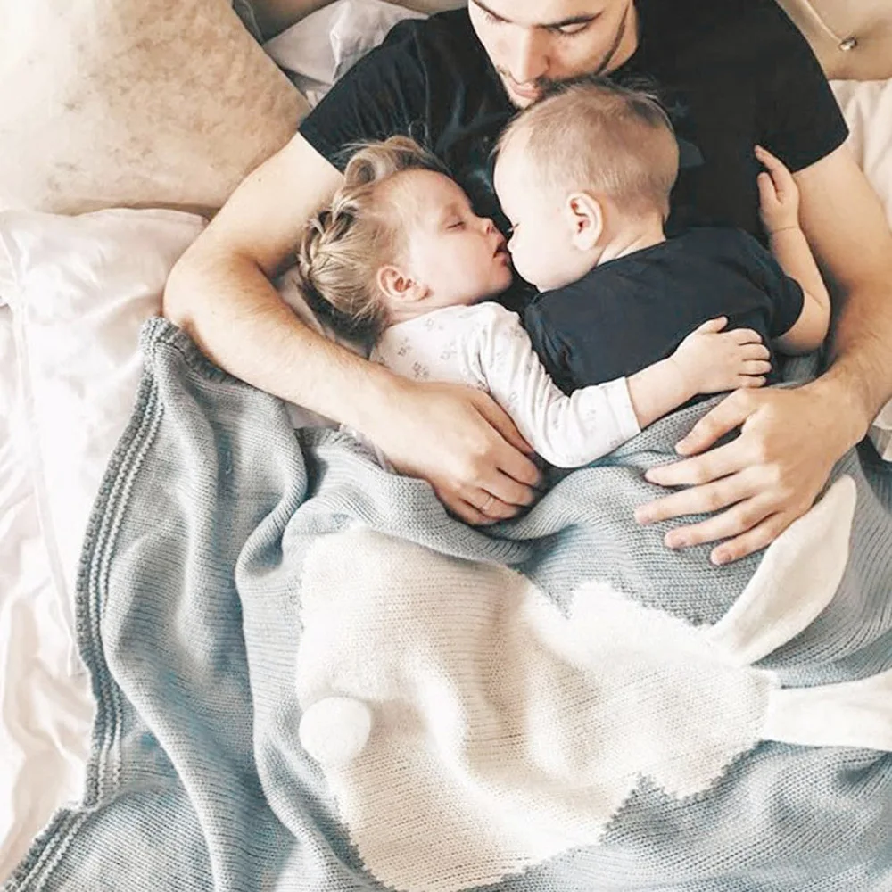 

Rabbit Style Grey Throw blanket Kid Baby Photo blanket Cute Infant Girl Boy Knitted Stroller Blanket Play Mat Kid Beach Towel