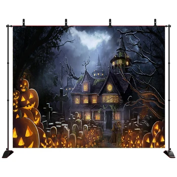 

Acejoker Halloween Backdrop Wizard Castle Pumpkin Lantern Horror Forest Photography Background Vinyl Photo Studio Props