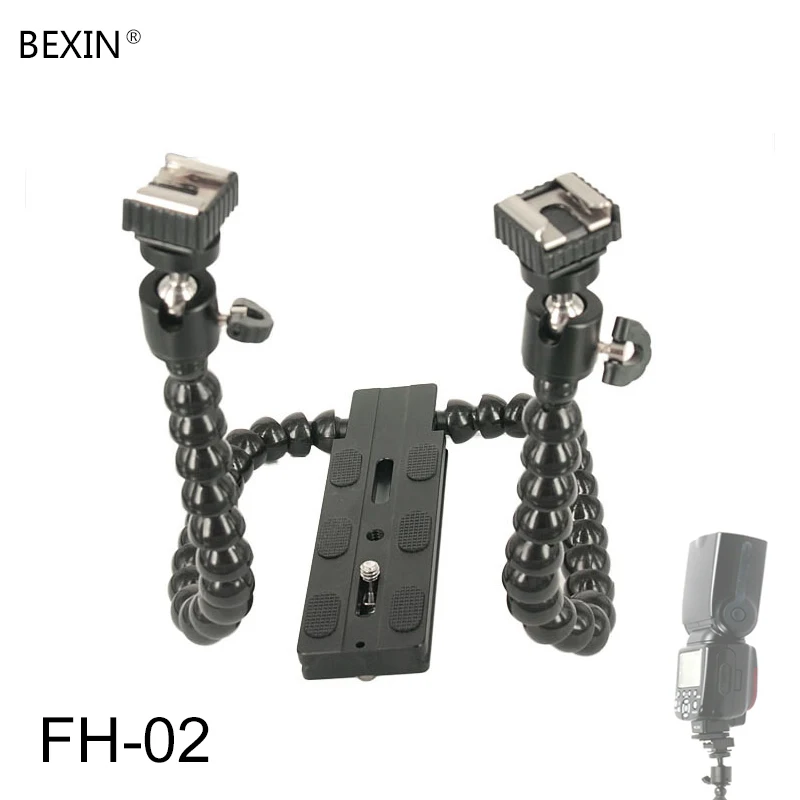 

Flexible Dual Arm Hot Shoe Flash Bracket Mount Holder Flash Shoe Adapter Bracket Fill Light Bracket For Dslr Camera Flash