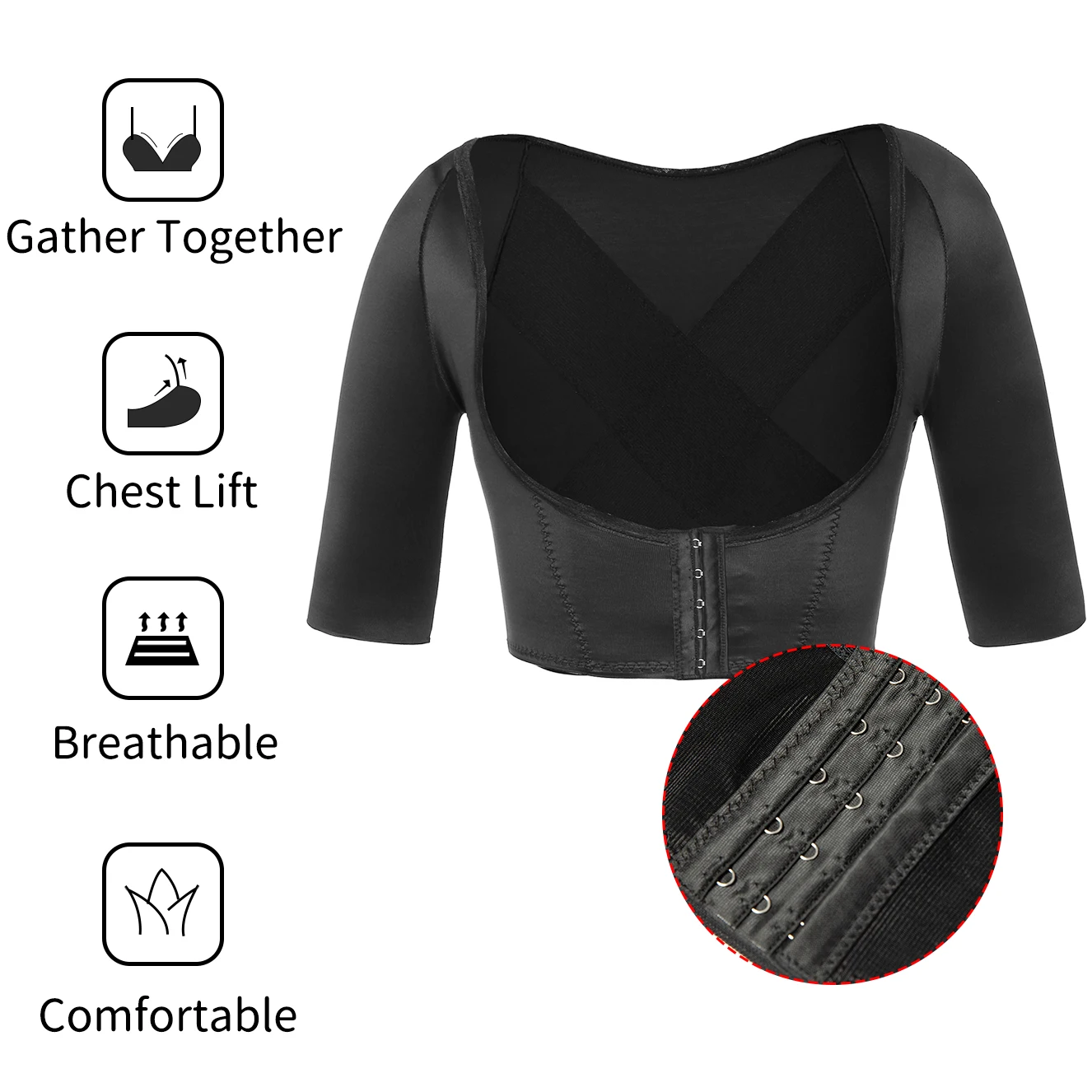 Upper Arm Shaper Humpback Posture Corrector Arms Shapewear Back Support Women Compression Slimming Sleeves Slimmer Corset Top low back shapewear