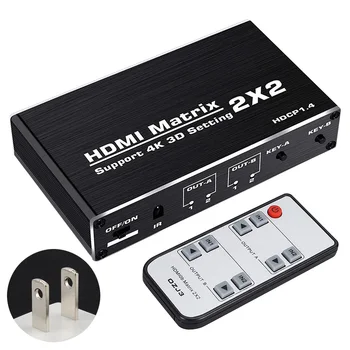 

HDMI Switcher Plug And Play Aluminum Alloy 4k 60hz 1080p Video Home Office With Remote Control High Speed HDCP1.4 3D 2x2 Matrix