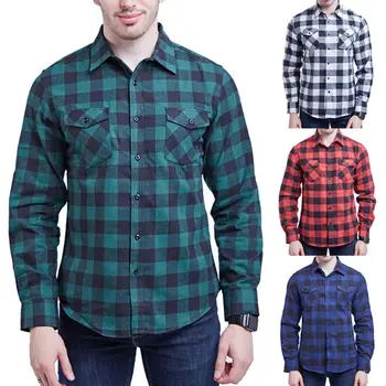 

Casual Plaid Shirt Men 2019 New Spring Autumn Fashion Chemise Men Checkered Shirts Long Sleeve Shirt Men Blouse Tops With Pocket