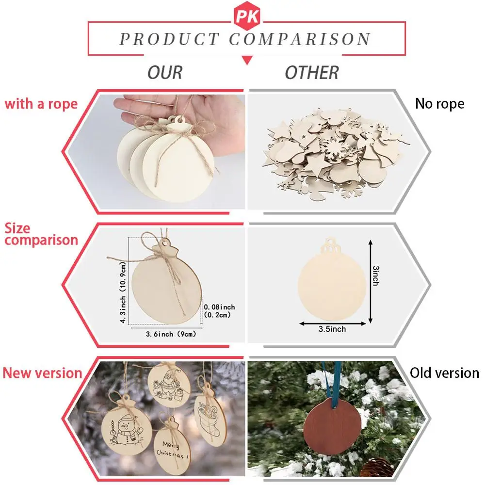 OurWarm 10 шт. DIY Висячие деревянные ломтики Рождественский Декор круглые леггинсы с изображением елок украшения для рисования новогодние вечерние украшения