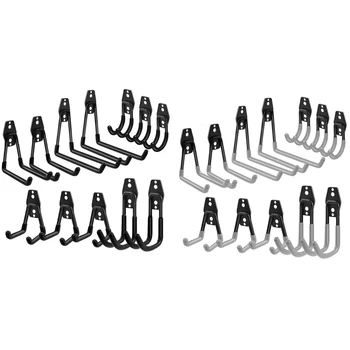 

Garage Storage Hooks & Hangers, Heavy Duty Wall Mount Utility Double Garage Organizer for Garden Organizing Tools