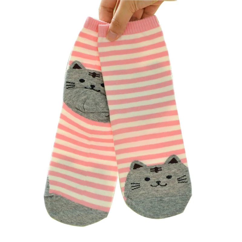 Милые женские носки Kawaii, забавные носки с рисунками животных, котов, хлопковые носки для девочек и женщин, теплые носки для зимы