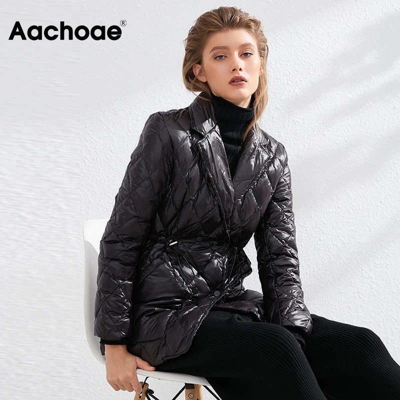 Aachoae Elegant White Duck Down Women Solid Double