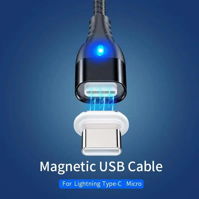 Кабель Micro USB, магнитное зарядное устройство, 1,5 м, для iPhone, samsung, Android, быстрая зарядка, магнитный кабель usb type-C, шнур для мобильного телефона