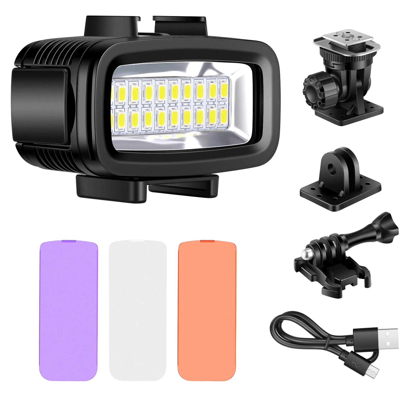 Underwater 20 LED 700LM Flash Dimmable Fill Night Light with Color Filter for GoPro Hero 10 9 8 7 6 5 4 3+ Action Camera|video led video lightvideo light led - AliExpress