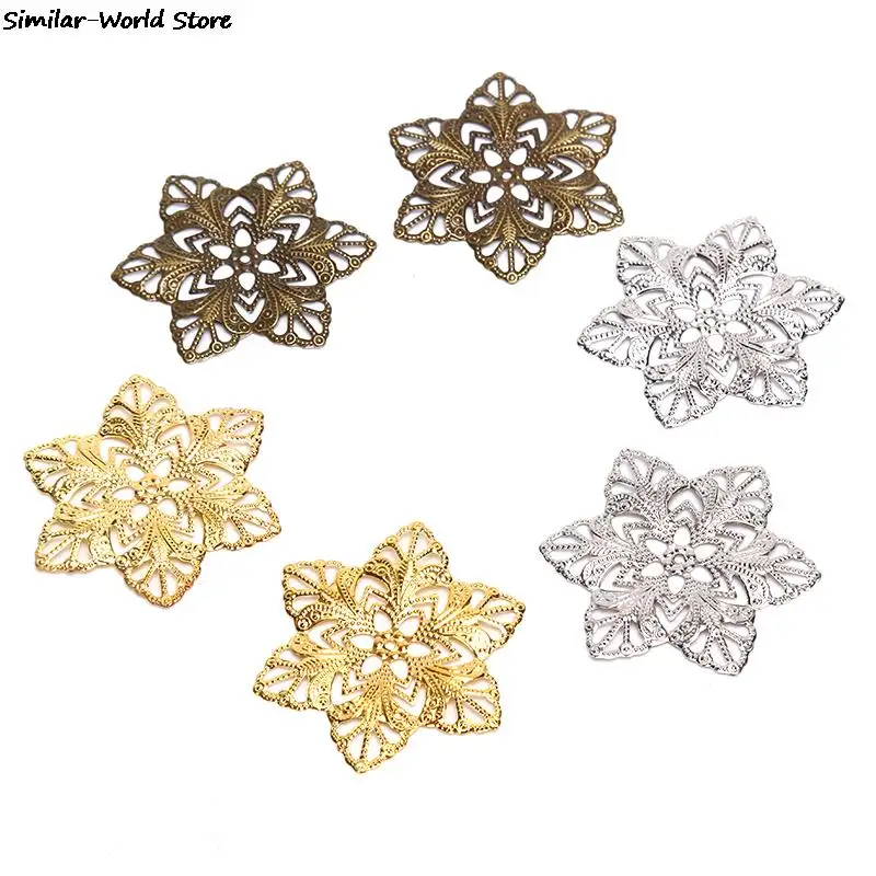 

30/20/10 DIY Jewelry Earrings Stud Pin Filigree Flower Wraps Connectors DIY Jewelry Making Accessories Metal Crafts Decoration