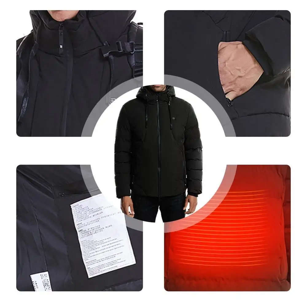 Модная мужская и женская куртка с электрическим подогревом, нагревательный жилет, USB Тепловая ткань, теплое перо, специальное предложение, большой размер, зимняя куртка 4XL