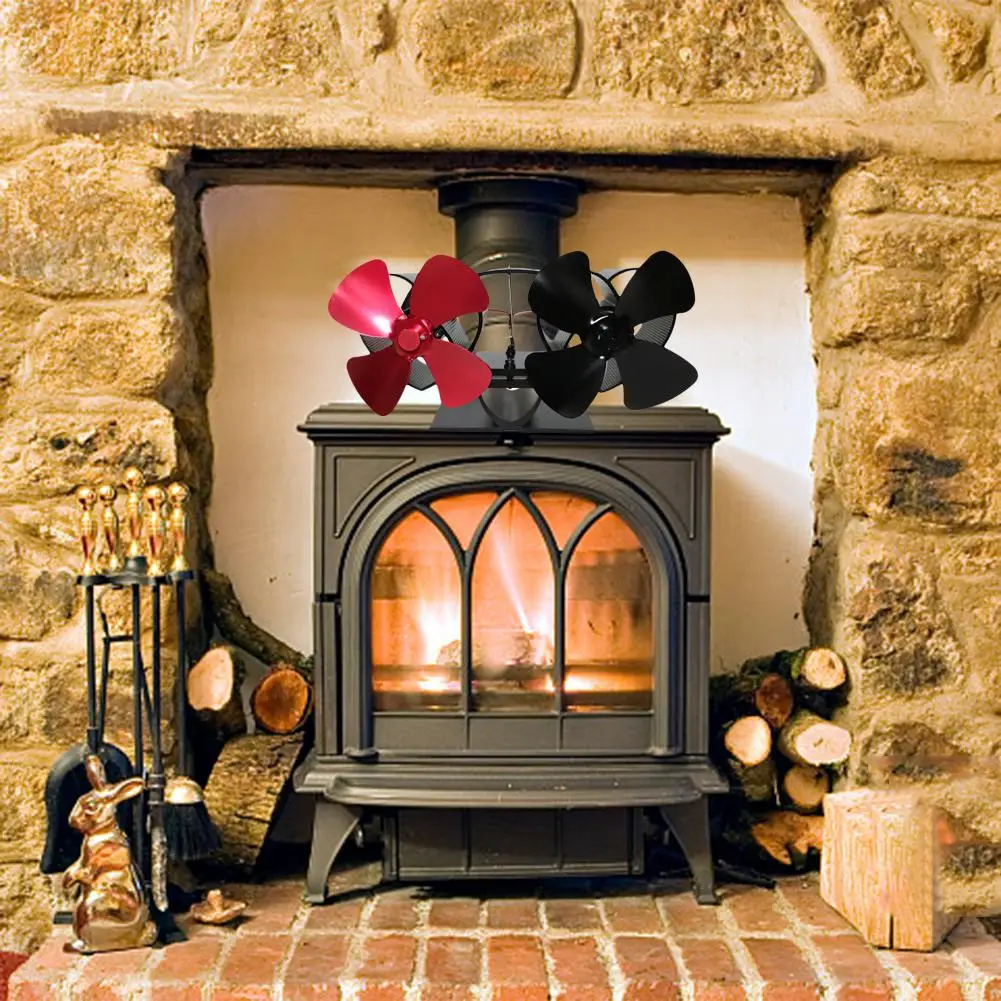 

8 Blade Fireplace Fan Double Motor Fireplaces Stove Fan Eco-Friendly Heat Powered Stove Fan Efficient Heat Distribution For Lar