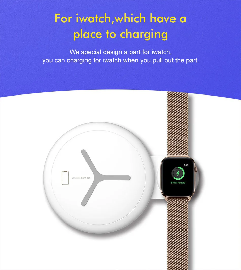 10 Вт 2 в 1 QI Беспроводное зарядное устройство для iPhone X XS Max XR 8 быстрый беспроводной зарядный блок для Apple Watch 4 3 2 1 настольное зарядное устройство