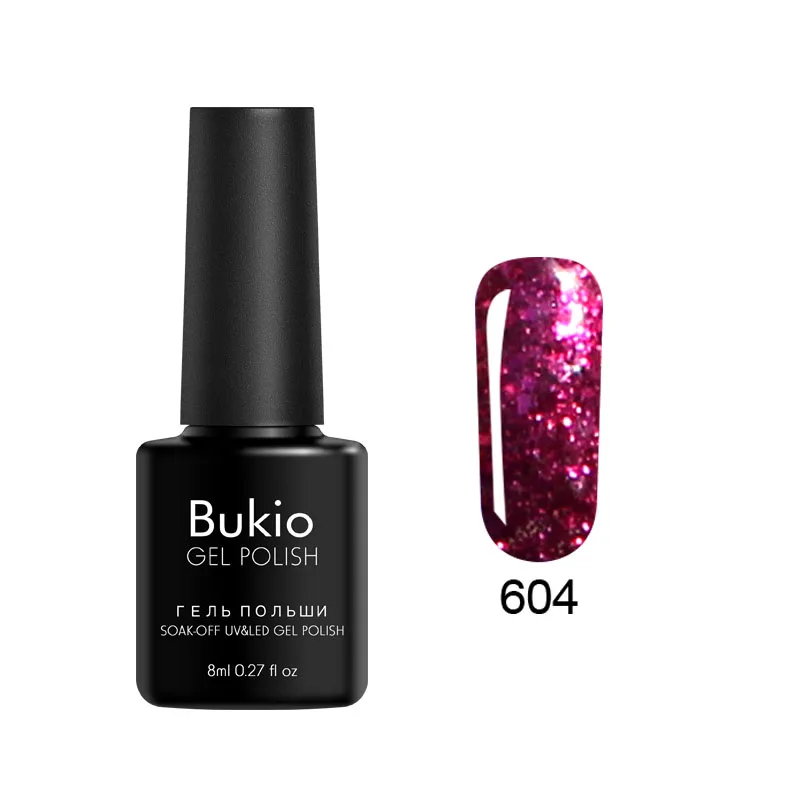 Bukio Алмазный Гель-лак для ногтей Блестящие Блестки УФ-гель светодиодный лак замачиваемый Полупостоянный Блестящий розовый золотой лак для ногтей - Цвет: 604