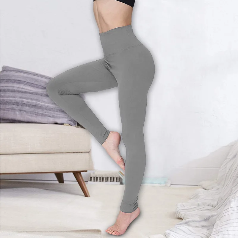 Женские леггинсы для тренировок, для похудения, с высокой талией, штаны для йоги, завышенная талия, утягивающий живот, топ, леггинсы размера плюс - Цвет: gray