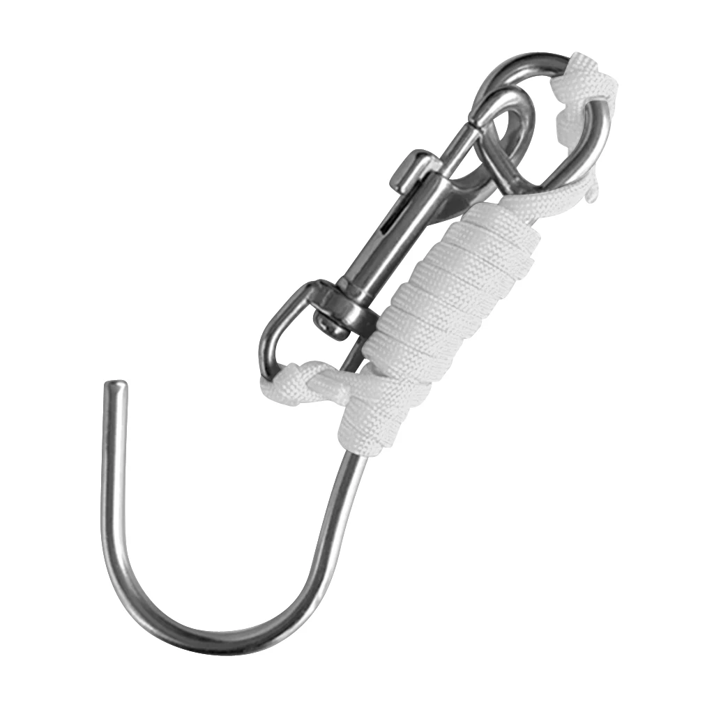 Scuba Diving Reef Drift Hooks With 120cm Line & Stainless Steel Clip Single Reef Hook
