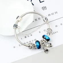 Индивидуальный колокольчик кулон браслет DIY ретро синий глазурованный шарик микро-инкрустированный браслет