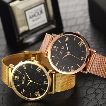 

Luxury Women Watch Dial Bracelet Quartz Clock Fashion Rose Gold Mesh Belt Fashion Creative Dress Watches For Ladies Women Gift