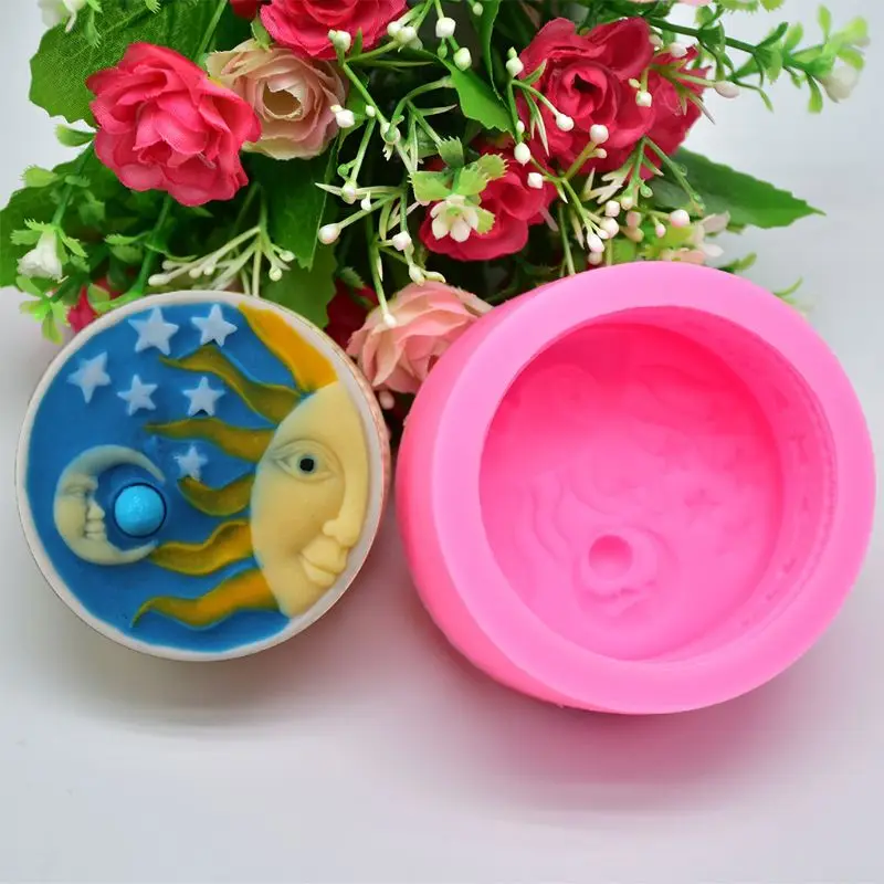 Sun and Moon Handmade Soap Silicone Mold DIY Baking Cake Fondant Decoration Epoxy Mould T4MD